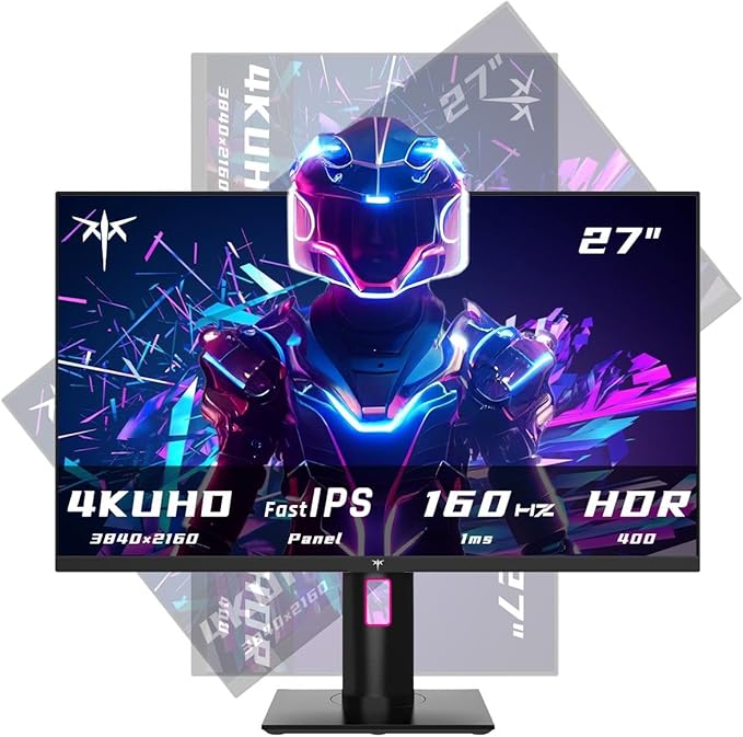 KTC 27 Inch 4K Gaming Monitor UHD 160Hz/144Hz 1ms Fast IPS Monitor Freesync/G-Sync HDR400 132% sRGB HDMI DisplayPort VESA Tilt/Height/Pivot Adjustable H27P22S (Renewed)