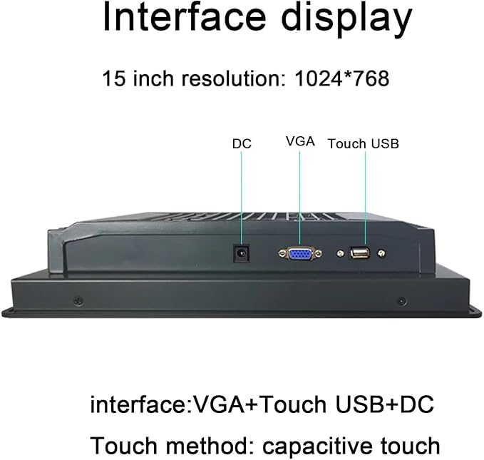 1pc 15 Inch Embedded Industrial Mini Monitor for Computer Display with Capacitive Touch Screen USB HDMI Interface 1024 * 768(15 inch VGA)