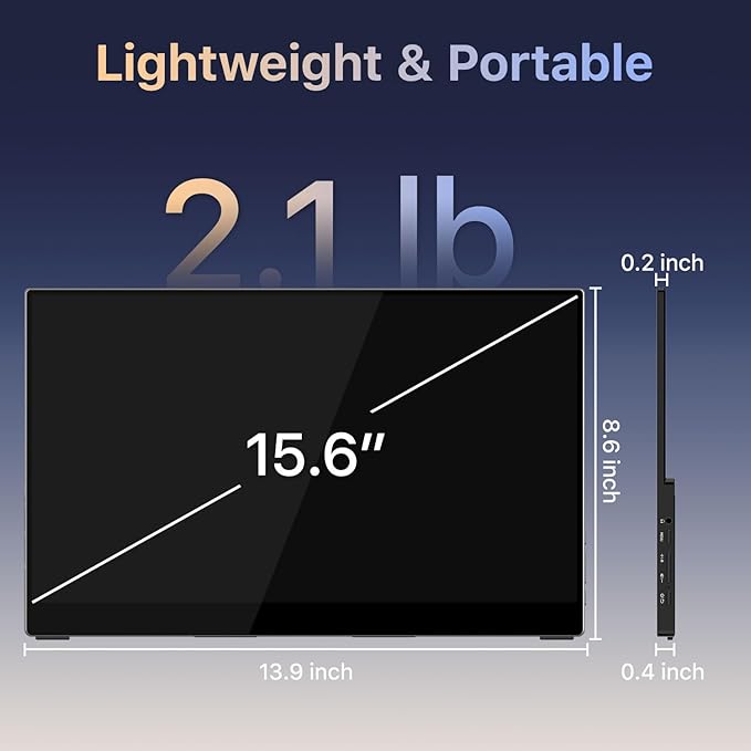 Portable Monitor Touchscreen 15.6 inch 1080P FHD 90% sRGB 60Hz Travel Monitor for Laptop MacBook Surface PC Xbox PS5 HDMI USB-C VESA Compatible Built-in Speaker