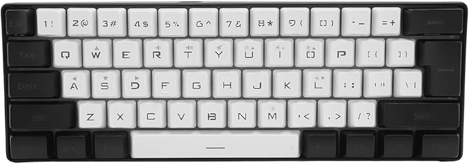 Portable 60% Mechanical Gaming Keyboard 61 Keys RGB Backlit USB Keyboard with Ergonomic Design USB Wired Keyboard for PC Travel (White Black)