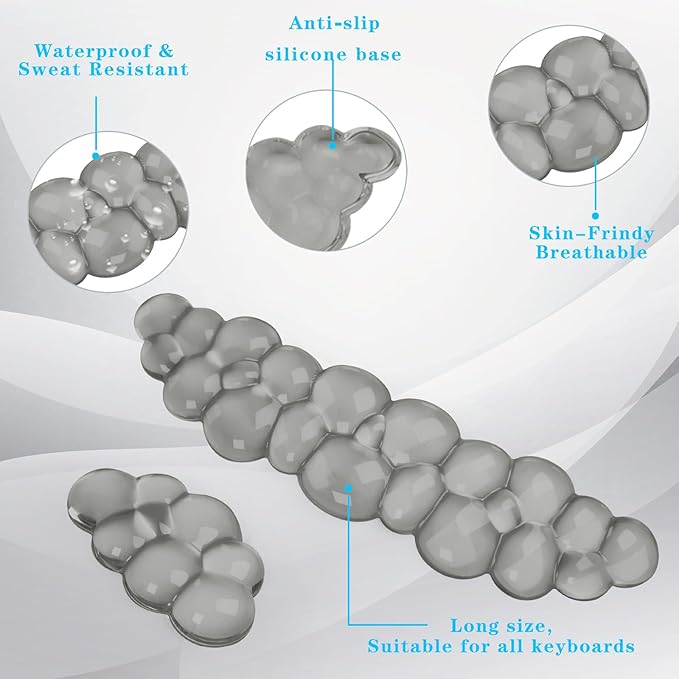 Gel Cloud Keyboard and Mouse Wrist Rest Cute Wrist Support and Arm Support Keyboard Rest for Keyboard and Mouse Typing Pain ReliefSuitable for Office/Computer/Laptop/Gaming (Gray)