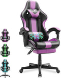 Huracan Gaming Computer Chair with Footrest and Lumbar Support Adjustable Video Game Chairs for Adults Ergonomic Reclining Desk Chair with Headrest for Office or Gaming Purple