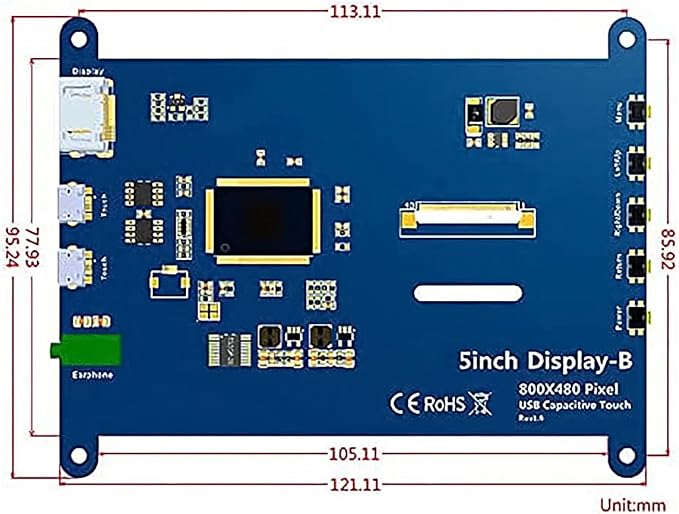 ELECROW 5 Inch Touch Screen Monitor for Raspberry Pi - 800×480 Mini Monitor Touchscreen LCD Display Compatible with Raspberry Pi 5/4/3B+/3B BB Black Banana Pi Jetson Nano Windows PC