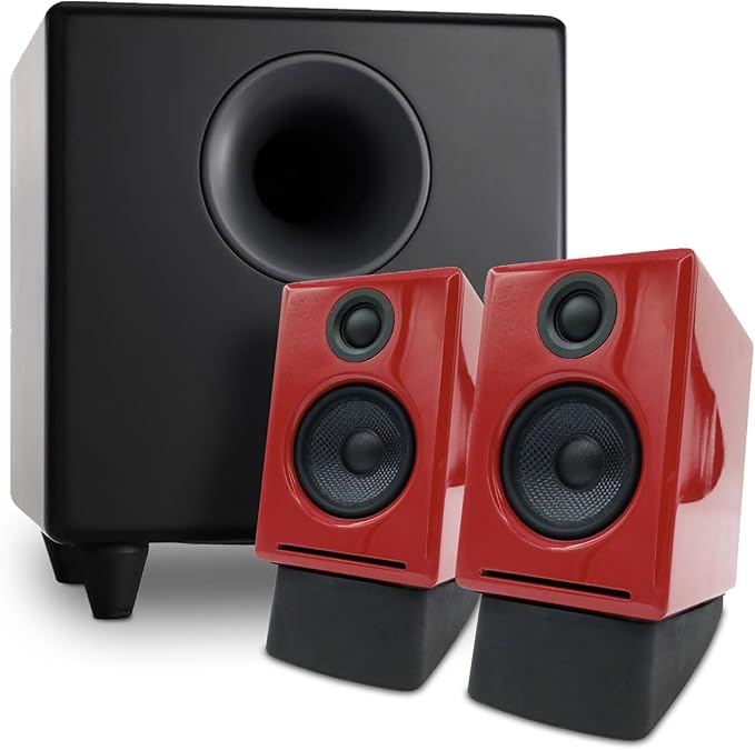 Audioengine A2 Black Computer Speakers with S8 Black Subwoofer and DS1 Stands