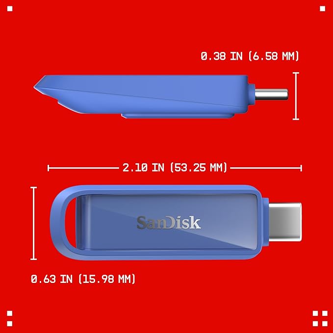 SanDisk 512GB Phone Drive with USB Type-C - for Smartphones Tablets and Computers - Up to 150MB/s USB 3.2 Gen 1 - Maritime Blue - SDIXS0N-512G-GN6ND