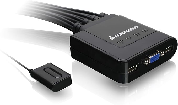 IOGEAR 4-Port USB KVM Switch with Cables and Remote GCS24U Black