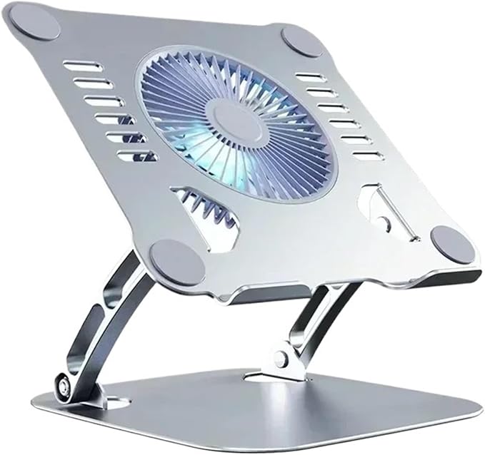 Laptop Stand with Computer Cooling Fan Pad for Adjustable Aluminum Alloy Bracket Laptop Cooler Base Stand Foldable(T628 Type 1-Color 1)