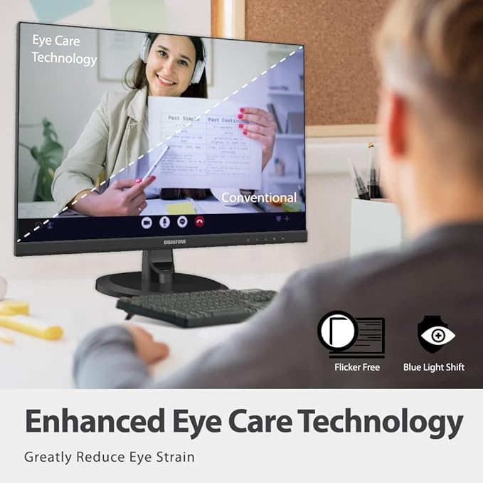 Gigastone 27 inch IPS LED Back Light Monitor 2-Pack 75Hz FHD 1920 x 1080 178° Wide View Frameless Dual Monitor 5ms Built-in Speakers Eye Care Technology Ergonomic Tilt VESA Mount HDMI VGA