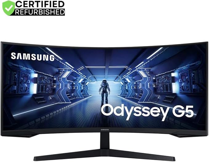 Samsung 34 inch Odyssey G55T WQHD 165Hz 1ms(MPRT) HDR Curved Gaming Monitor - (Renewed)
