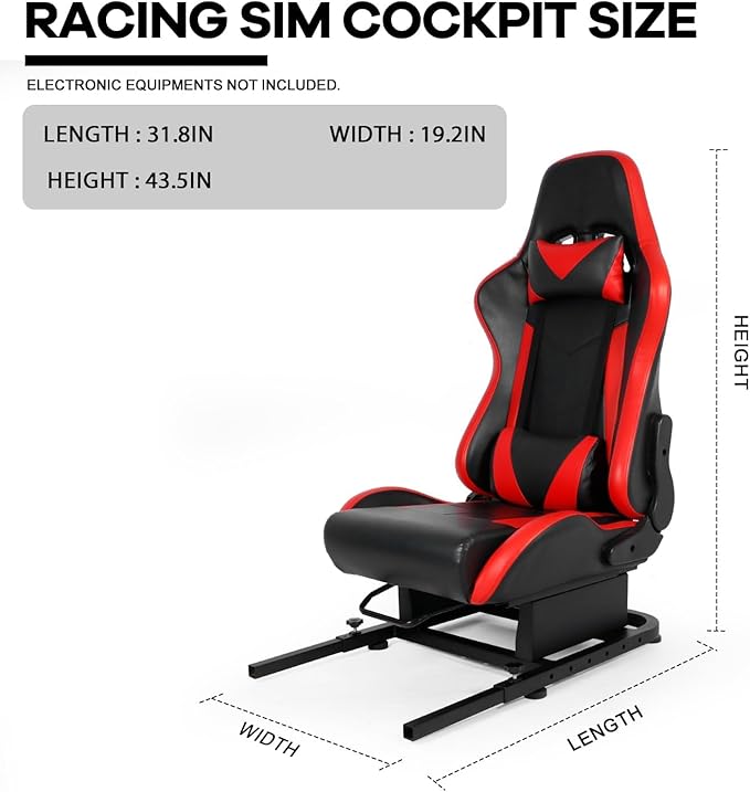 Anman Racing Simulator Cockpit Red Seat/Flight Sim Game Chair with Neck Pillow Lumbar and Matching Bottom Support BracketSeat Belt Drilling Support for DIY