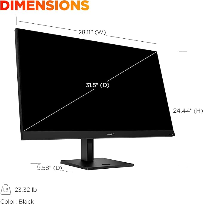 HP OMEN 31.5 inch UHD 144Hz Smart Gaming Monitor 4K UHD Display (3840 x 2160) IPS Panel Technology VESA DisplayHDR 400 1ms GtG (with Overdrive) NVIDIA G-SYNC Compatible Black OMEN 32x (2025)