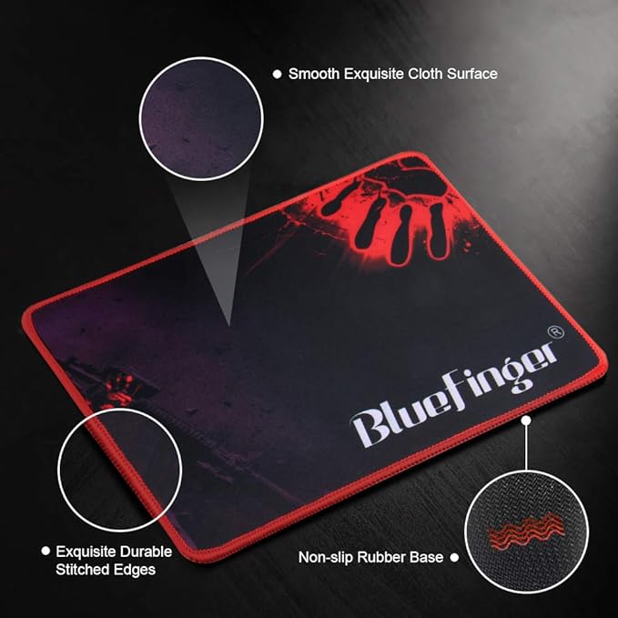BlueFinger RGB Gaming Keyboard and Backlit Mouse Combo USB Wired LED Gaming Set for Laptop PC Computer Game and Work