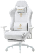 Dowinx Big and Tall Gaming Chair with Suede Fabric Breathable Game Chairs for Adults with Oversized Thick Seat for 440lbs Ergonomic Gamer Chair for Streaming &amp Long Gaming Sessions White