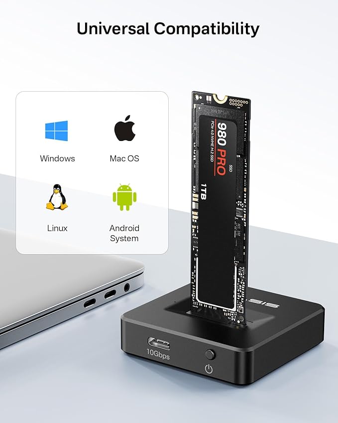 ACASIS 10Gbps Mac mini M4 Dock &amp Stand with Dual-Bay NVMe SSD Enclosure Bundle with 10Gbps M.2 NVMe &amp SATA SSD Enclosure