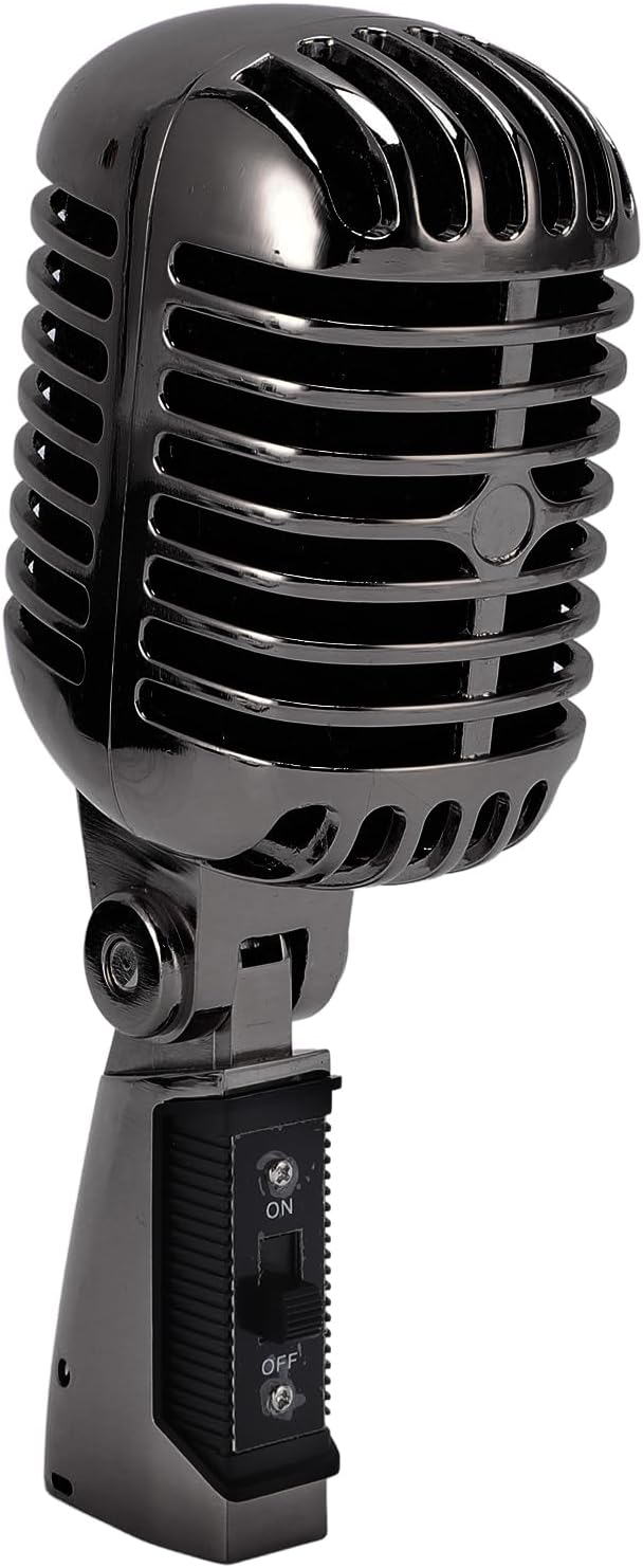EBTOOLS Dynamic Microphone Professional Cardioid Pickup Vintage Retro Mic with Shock Mount for Stage Performance Studio Recording (Gunmetal Grey)