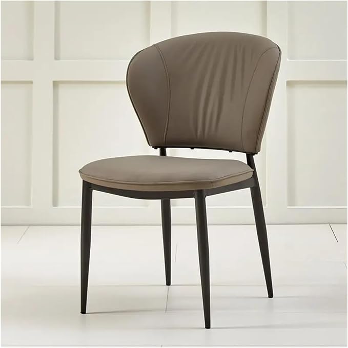 Adjustable Office Computer Chair with Armrest 1pcs Modern Simple Leisure High Backrest Leather Dining Chair Home Furniture(Khaki)