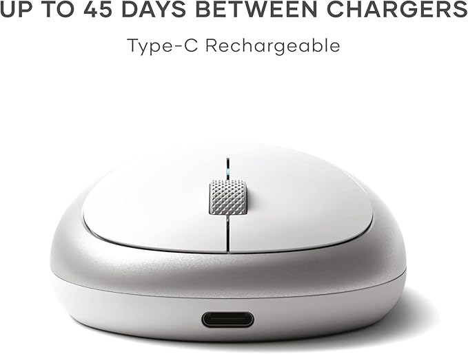 Satechi M1 Wireless Bluetooth Mouse USB-C Rechargeable Compact &amp Portable for MacBook Air/Pro M5/M4 iPad Air/Pro M5/M4/M3 iPad mini Mac mini iMac &amp Windows - Silver