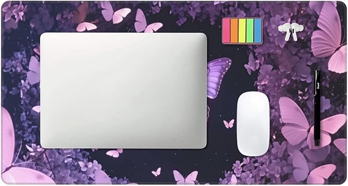 Purple Dreamy Hollow Butterfly Desk Cover MatExtended Large Mouse PadComputer Laptop Mat Desk Decor for Office Game Home 30x16 Inch