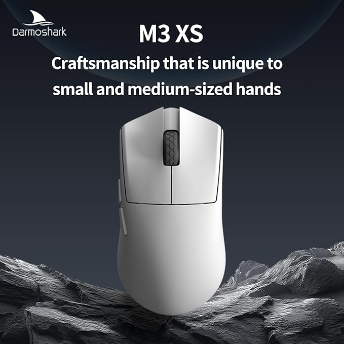 Darmoshark M3XS Mini Wireless Gaming MouseTri-Mode 2.4G/USB-C/BluetoothUp to 26000DPIPAW3395 Optical Sensor Lightweight 45g5 programmable ButtonComputer Mouse for LaptopPCMac-W