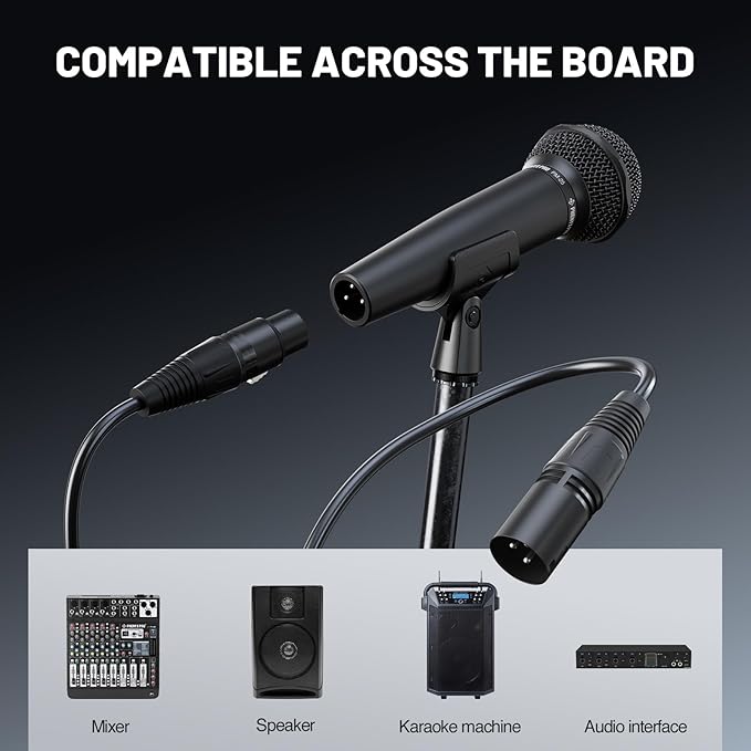 Phenyx Pro Dynamic Vocal Microphone Cardioid Microphone with 16.4 ft XLR Cable Mic Clip Storage Bag Wired Handheld Mic for Singing Stage Studio Karaoke (PM-25)