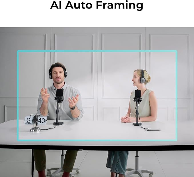 OBSBOT Meet 2 Webcam 4K - AI Framing &amp Auto Tracking 1/2 Sensor 60FPS Auto Focus HDR Dual Mics - Lightweight USB Web Camera for Streaming Zoom Meetings Gaming. (Space Gray)
