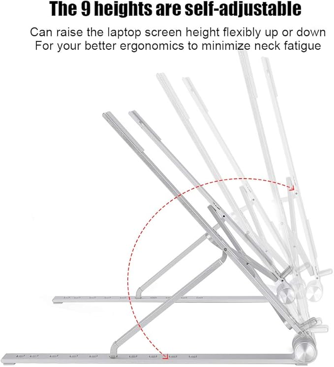 RS - Z83 Aluminium Alloy Notebook Cooling Stand Laptop Heat Dissipation Bracket Adjustable Height Ergonomic Design with Stable Base for Most Laptops Silver Desktop Accessories