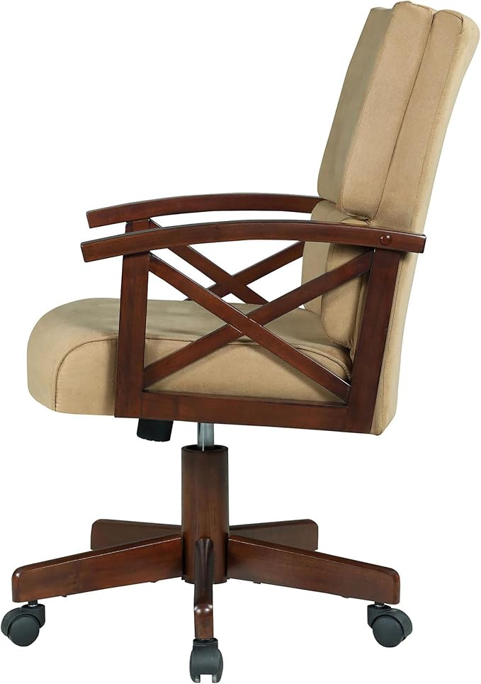 Tan and Tobacco Upholstered Game Chair with Casters