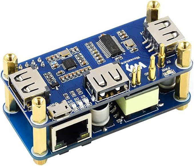 PoE Ethernet/USB HUB Hat for Raspberry Pi Zero/Zero W/Zero WH 3X USB 2.0 Ports 10M/100M RJ45 Port 802.3af-Compliant