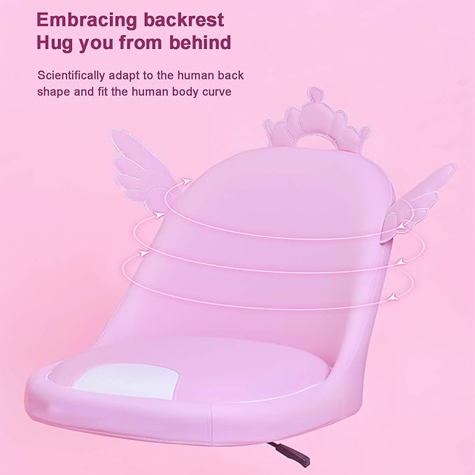 Office Chair Gaming Chair Computer Chair Ergonomic Desk Chair Height Adjustable Game Chair for Home Student Teens GirlsCute Gaming Chair No Armless Office Chair with WheelsGirls PU Le