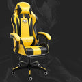 Gaming Chair Computer Chair with Footrest and Lumbar Support Height Adjustable Game Chair with 360°-Swivel Seat and Headrest and for Office or Gaming (YellowLatex Style)