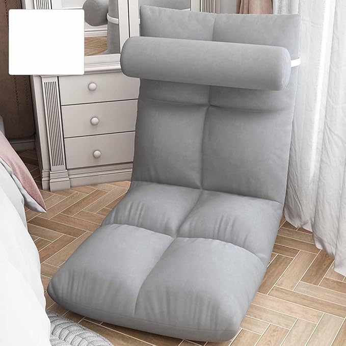 Floor Chair with Back Support Folding Sofa Chair Sleeper Bed Couch Recliner Floor Gaming Chair Meditation Chair for Adults (Gray)