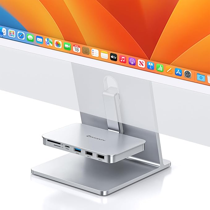 Minisopuru iMac Accessories for i Mac M1/M3/M4 USB C Hub for iMac2021/2023/2024 with USB A/C 10Gbps SD/TF iMac Adapter Compatible with iMac24 inch and Studio Display 27 Inches Silver.
