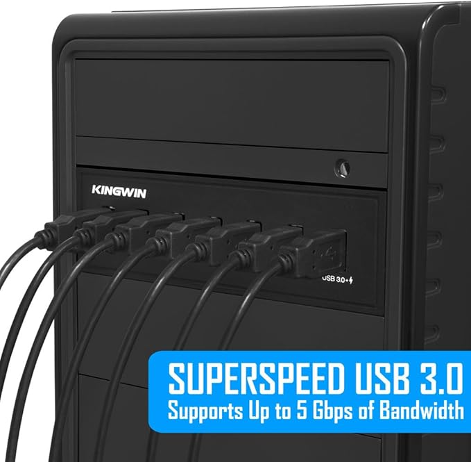 Kingwin Front Panel USB 3.0 Hub 7 Port &amp One Fast Charging USB 2.1A Charging Port