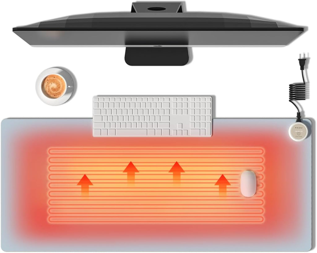 Heated Mouse Pad Hand Warmers Electric Warm Office Desk Mat 31.5 x 13 3 Control Levels Temperature 3 Hours Auto Shut-Off Suitable for Home/Offices Computer Keyboard Pads (Blue)