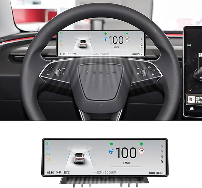 Head Up Display for Tesla Model 3 2017-2023 &amp Model Y 2019-20248.8 Touch Screen Instrument Cluster with CarPlay &amp Android Auto Real-Time Vehicle Info Display