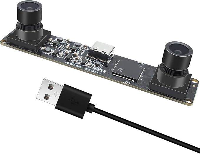 MMlove USB Stereo Camera Module 1200P 60FPS Global Shutter Synchronous Dual Lens 600P 120FPS High Speed 3D Webcam 94° Viewing Angle Lightburn Camera for VR Face RecognitionPC/Laptop/Raspberry Pi