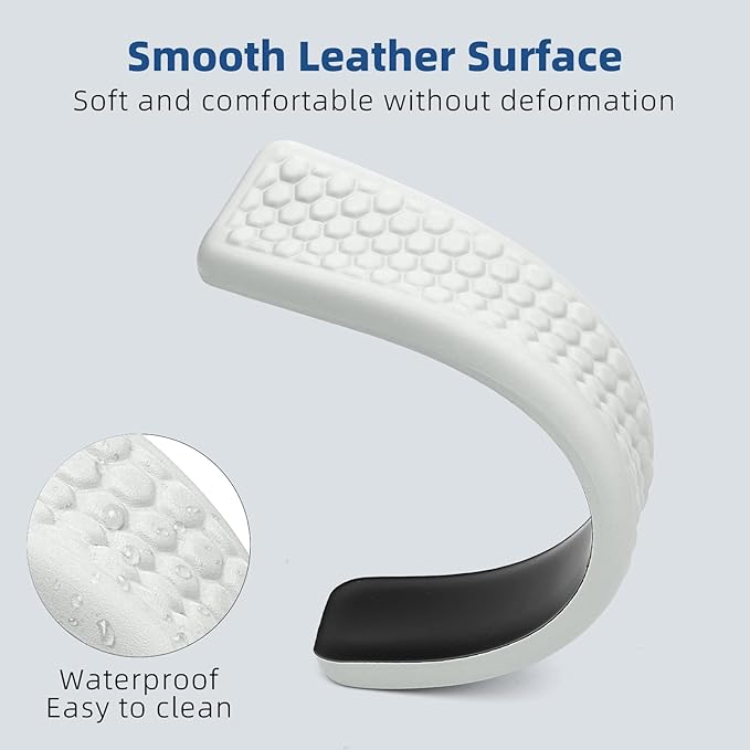 Leather Wrist Rest for Keyboard and Mouse Comfort Memory Foam Wrist Rest with Non-Slip PU Base Ergonomic Keyboard Wrist Support for Typing Pain Relief Protect Hand and Arm (White)