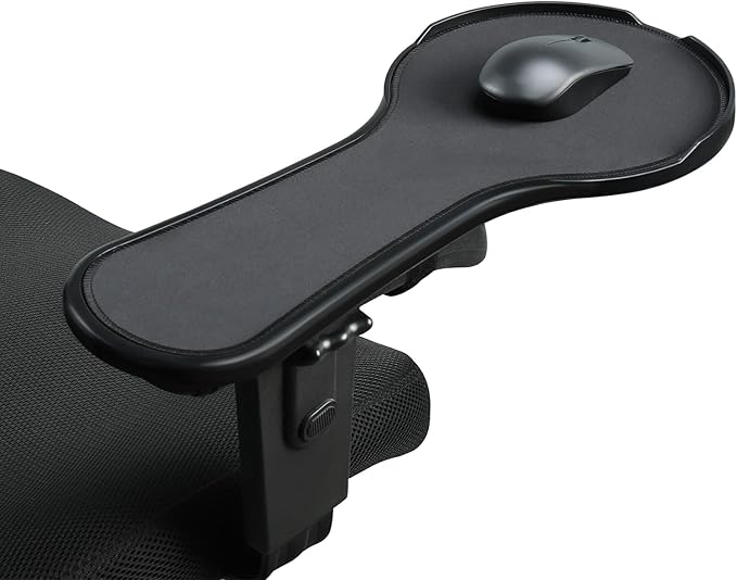 Ergonomic Adjustable Arm Rest Mouse pad for Chair Mouse Extension Platform Tray with Mouse Baffle to Prevent Falling Attaches to Chair Black (Black（YYLL8326）)