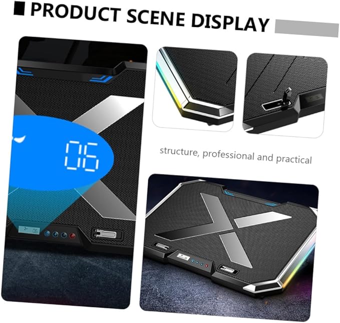 Uonlytech RGB Laptop Cooling Pad Touch Control Adjustable Height Colorful Lighting for Gaming and Work Quiet Fan Compatible Laptop Sizes