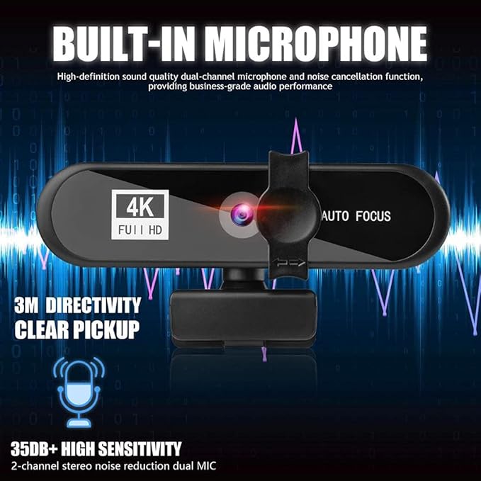 Webcam 4k 2k 1080p Full Hd Web Camera with Microphone USB Web Cam for Pc Computer Video Mini Camera 4k (Size : XX-Large)