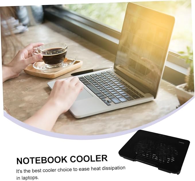 NUOBESTY Laptop Cooling Mat Dual USB Fans Portable Notebook Cooler for Efficient Heat Dissipation for Gaming and Workstations Black