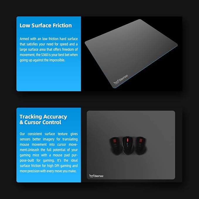 Hard Gaming Mouse Pad 3 Layers Mouse Pad with Resin Surface Premium Dual-Side Waterproof Sweatproof Fast and Accurate Control Hard Mousepad for Gaming Office and Home 14.17'' x 11.02''-Grey