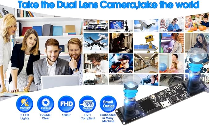 Webcamera_USB Dual Lens USB Camera Module High Speed Lightburn Camera for Laser Engraver 960p 60fps 3D Stereo Synchronized Webcam Board Mini UVC USB2.0 Binocular PC Camera