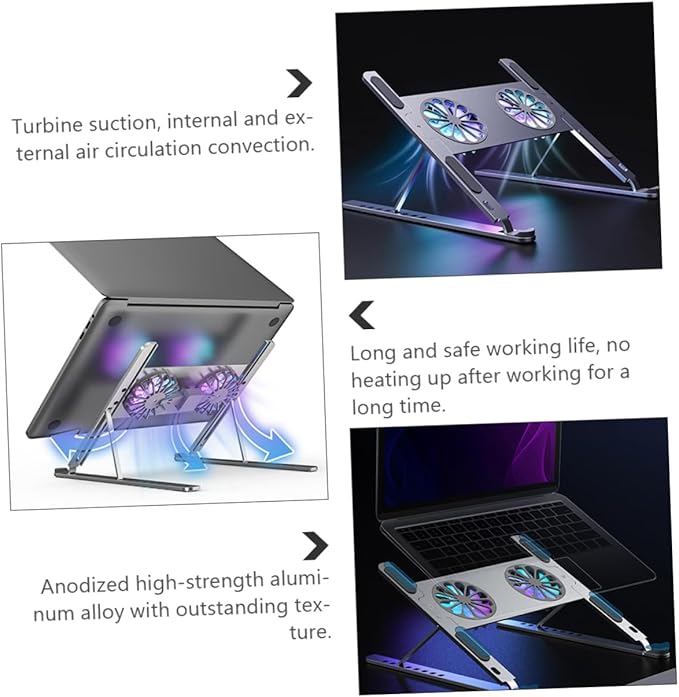 Artibetter Colorful Led Laptop Cooling Pad Stand High Wind Volume Fan for Gaming and Work Mute Angle Height Efficient Heat Dissipation
