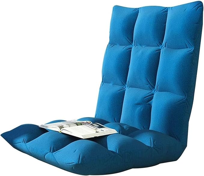 ELEFOCUS Folding Sofa Chair 6-Position Adjustment Computer Chair On Single Bed with Backrest for Bay Window Balcony(Blue)