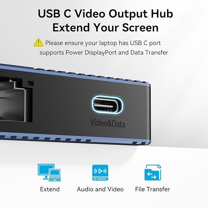 ACASIS USB C Hub with 4K Video Output USBC Splitter with 2*HDMI+4 * 10Gbps Data Transfer+Ethernet+SD/TF+Audio+PD100W Docking Station Dual Monitor for Laptop Portable Monitor and More Type C Devices