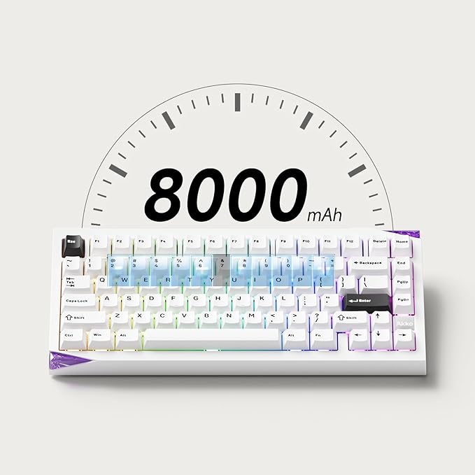 Akko Gem 01 QMK/VIA Aluminum Mechanical Keyboard Tri-Mode RGB Hot-swappable Wireless Gaming Keyboard Black on White Pre-lubed Stellar Rose Switch