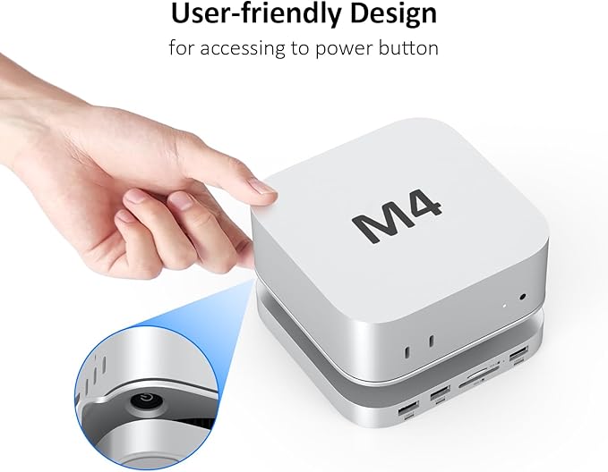 Akyyajaure Mac mini Hub: 9 in 1 Aluminum Stand &amp Dock for Mac mini M4 Pro with M.2 NVMe SSD Enclosure 10Gbps USB-A*2 SD/TF Card Readers USB 2.0