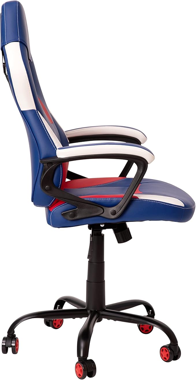Flash Furniture Stone Ergonomic PC Office Computer Chair - Adjustable Red &amp Blue Designer Gaming Chair - 360° Swivel - Red Dual Wheel Casters