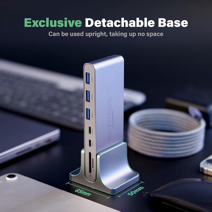 ADAM elements HUB Pro S 12-in-1 USB-C Hub Triple Display Docking Station with Dual 4K HDMI VGA 100W PD Fast Charge Ethernet SD/TF for MacBook Pro/Air M4/M3/M2/M1 iPad Windows Laptop